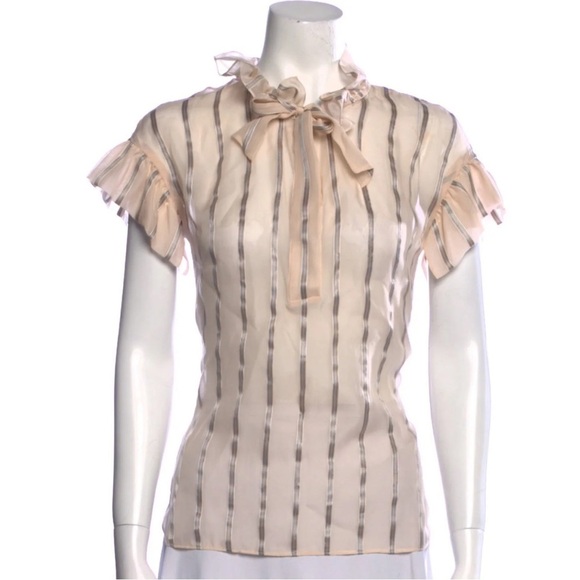 SANDRO Striped Mock Neck Blouse size small - Picture 1 of 10